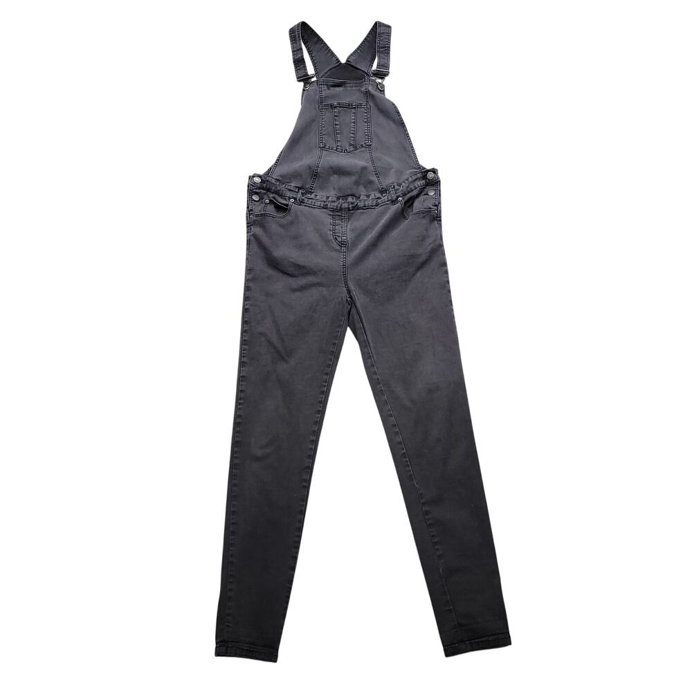 JoJo Maman Bebe Maternity Overalls Womens US 8 Black Skinny Denim Dungarees